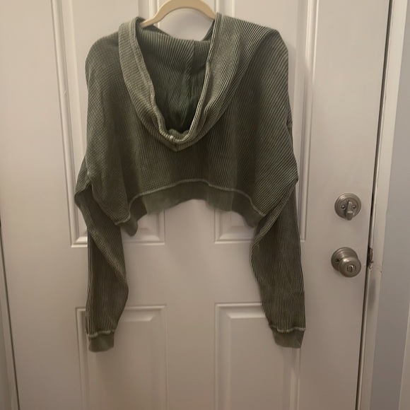 Cropped waffle hoodie - Picture 3 of 4